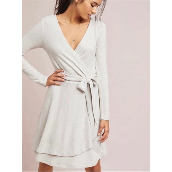 Anthropologie Saturday Sunday Cream Viscose Blend Cloud Fleece Wrap Dress XL - Picture 15 of 15